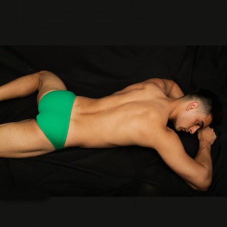 Men swimsuit green color back view