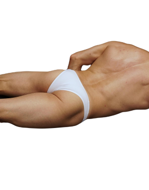 sensual men lingerie bikini made in white microfiber front view