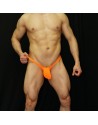 Tanga masculino paquetón fluor naranja. Vista de pie de frente