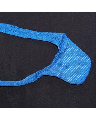 Men's thong made of fresh porous mesh microfiber, blue color