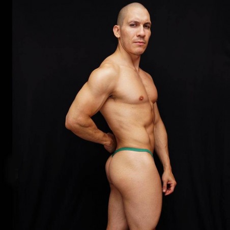 men thongs made in Green Mesh microfiber