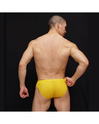 men yellow microfiber mesh