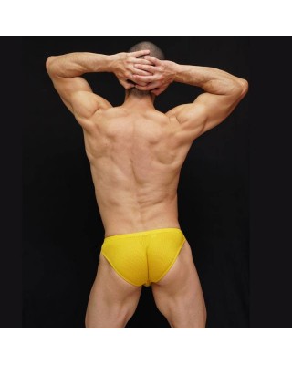 men yellow microfiber mesh