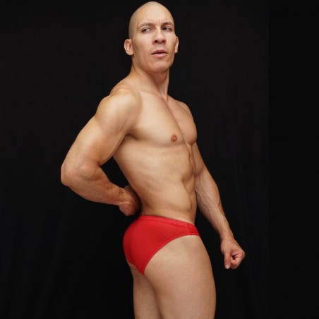 Bikini para hombre microfibra malla roja