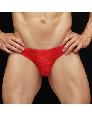 Bikini para hombre microfibra malla roja